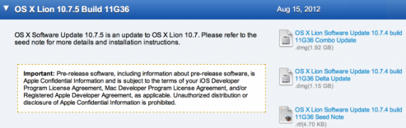 Apple invia la build 11G36 di OS X 10.7.5 agli sviluppatori