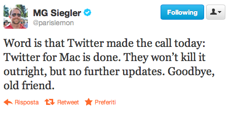 Addio Twitter per Mac: il progetto potrebbe essere abbandonato
