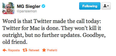Addio Twitter per Mac: il progetto potrebbe essere abbandonato