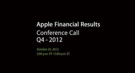Apple comunicherà i risultati fiscali del quatro trimestre 2012 il prossimo 25 ottobre