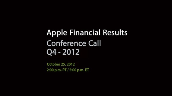 Apple comunicherà i risultati fiscali del quatro trimestre 2012 il prossimo 25 ottobre