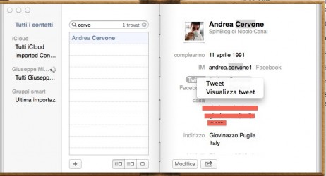 Come inviare tweet dall’applicazione Contatti in OS X