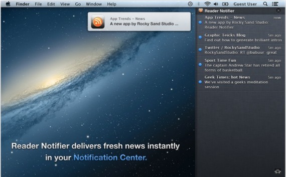 Reeder Notifier, un lettore RSS gratuito per Mac che si integra nel Centro Notifiche