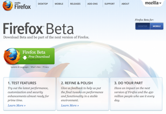 Mozilla annuncia Firefox Beta con supporto al Retina Display