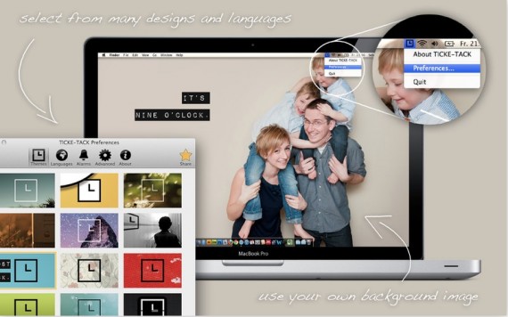 Orologio sullo sfondo del tuo Mac con TICKE-TACK