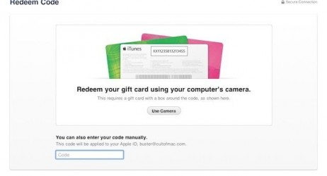 iTunes 11 prevede una funzione per riscattare i redeem tramite la fotocamera dei Mac