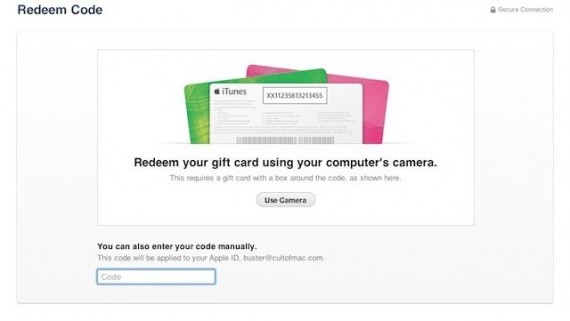 iTunes 11 prevede una funzione per riscattare i redeem tramite la fotocamera dei Mac