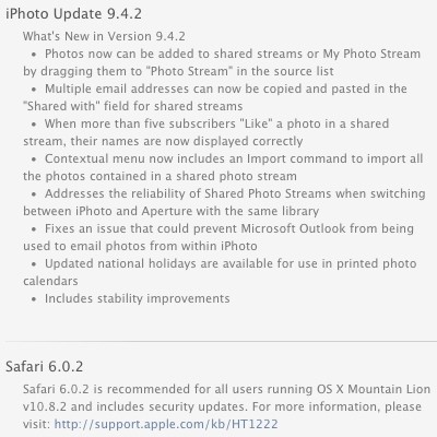 Apple aggiorna iPhoto, Aperture e Safari
