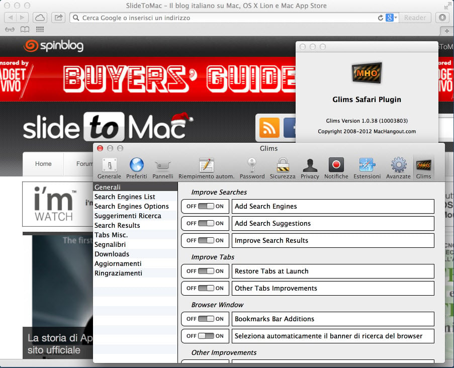 Glims, ovvero tutto quanto potrebbe essere Safari se solo Apple volesse… – Guida SlideToMac