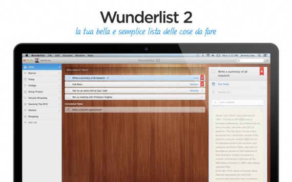 Nuovo update per Wunderlist