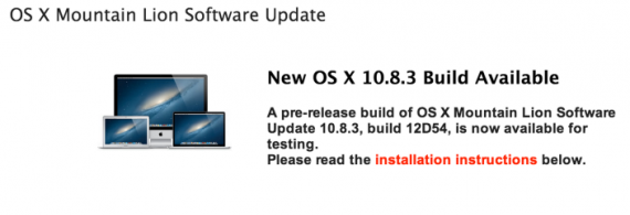 Apple rilascia OS X Mountain Lion 10.8.3 build 12D58 agli sviluppatori