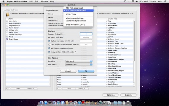 Export Address Book Mac pic1