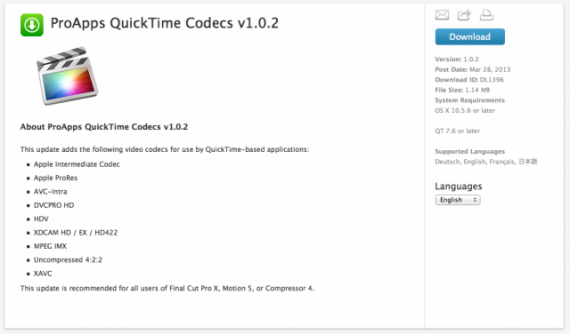 Apple aggiorna i codec ProApps QuickTIme