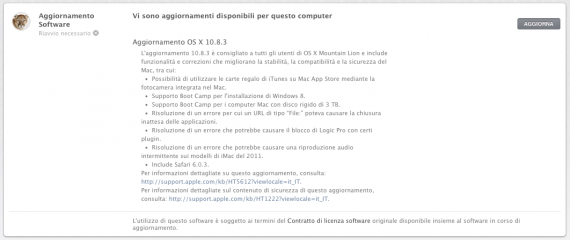 Apple rilascia la versione finale di OS X 10.8.3 sul Mac App Store