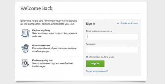 Problemi per Evernote: si consiglia di re-impostare la password
