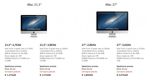 iMac: tutti i modelli in spedizione entro 24 ore