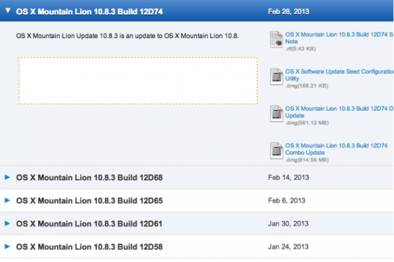 Apple invia la Build 12D74 di OS X 10.8.3 agli sviluppatori