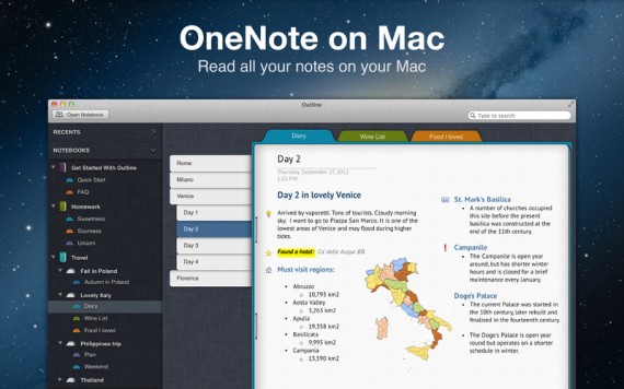 Outline, l’app per leggere i documenti OneNote su Mac