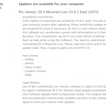 Apple invia OS X 10.8.3 build 12D78 agli sviluppatori