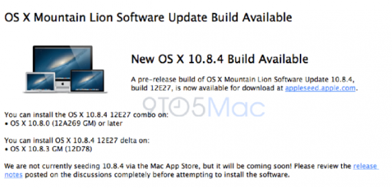 Apple invia la prima beta di OS X 10.8.4 ai primi tester