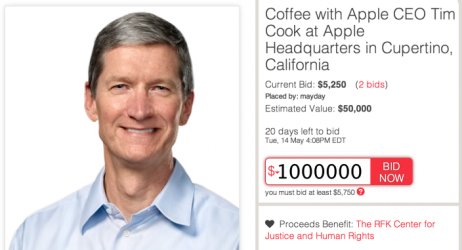Un caffè con Tim Cook? Per “soli” 175.000$ si può
