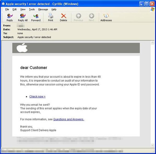 Attenzione: nuova truffa di phishing per rubare i dati degli Apple ID