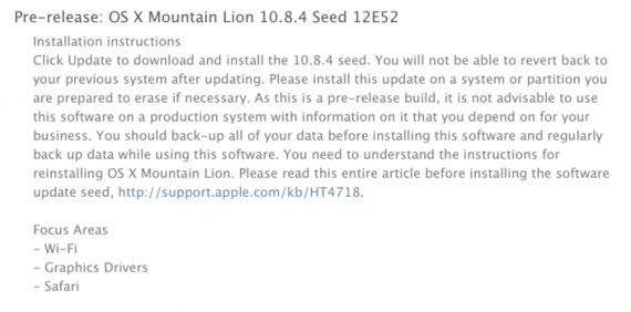 Apple invia la build 12E52 di OS X 10.8.4 agli sviluppatori