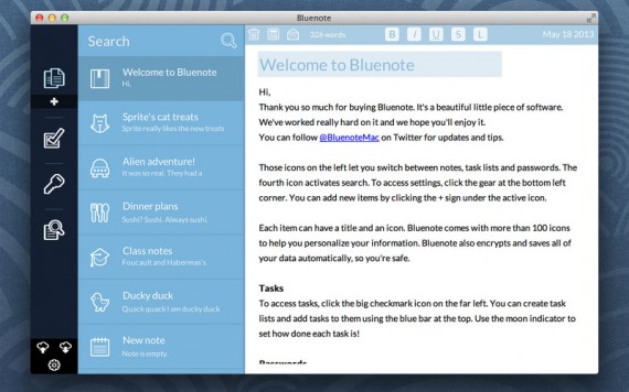 Bluenote: le tue note personali protette da password