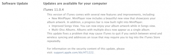 iTunes 11.0.4 disponibile per il download dal Mac App Store