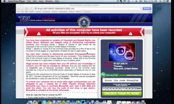 Il primo ransomware colpisce gli utenti OS X: ecco il finto messaggio dell’FBI