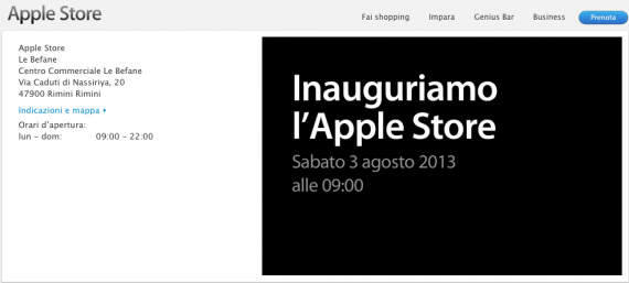 Rimini: l’inaugurazione del nuovo Apple Store avverrà il 3 agosto