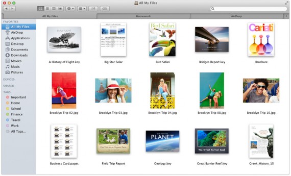 Finder in Mavericks, tra pannelli e tag