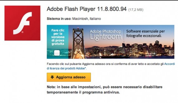 Adobe aggiorna Flash Player per Mac