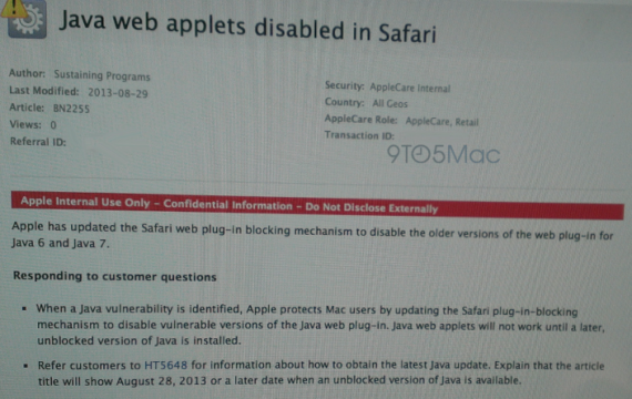 Apple blocca una nuova versione di Java per proteggere Safari