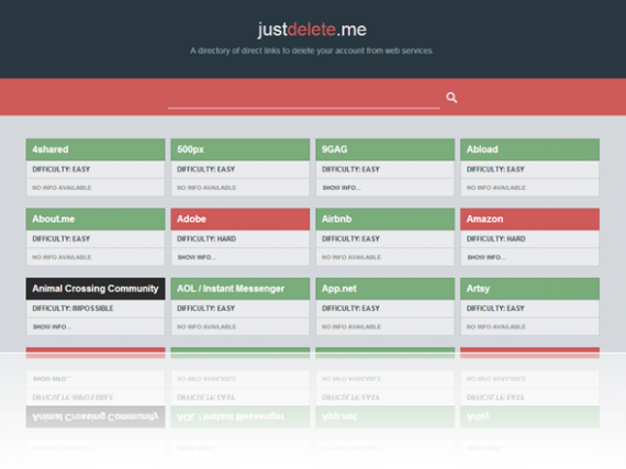 Justdelete.me, una web app per cancellarsi da Internet