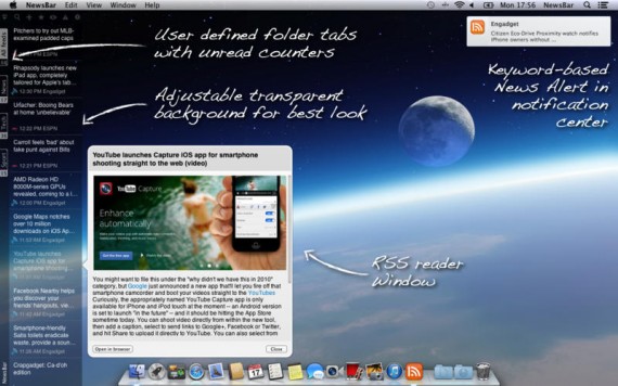 NewsBar RSS reader Mac pic1