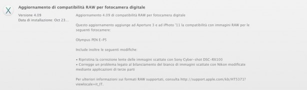 Nuovo aggiornamento di compatibilità RAW disponibile per OS X