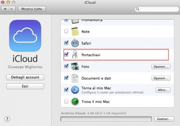 Come configurare Portachiavi iCloud su Mac