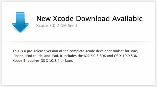 Apple rilascia Xcode 5.0.2 GM per gli sviluppatori