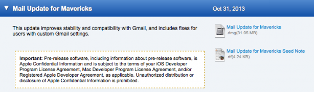 Apple invia tre aggiornamenti di Mavericks agli sviluppatori, e c’è anche il nuovo Mail…