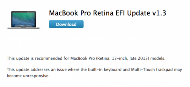 Apple rilascia un aggiornamento firmware per i MacBook Pro Retina