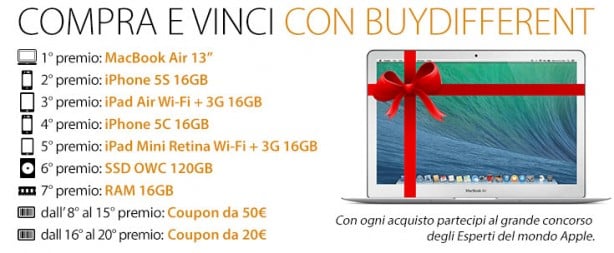 Grande concorso per i 10 anni di BuyDifferent: in palio, MacBook Air, iPhone 5S, iPad Air e molti altri premi