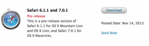 Apple invia Safari 6.1.1 e 7.0.1 agli sviluppatori