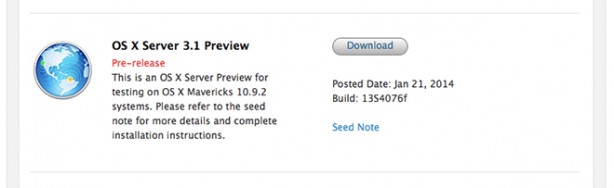 Apple invia una nuova beta di OS X Server 3.1 agli sviluppatori