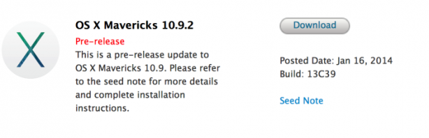 Apple invia una nuova beta di OS X Mavericks 10.9.2