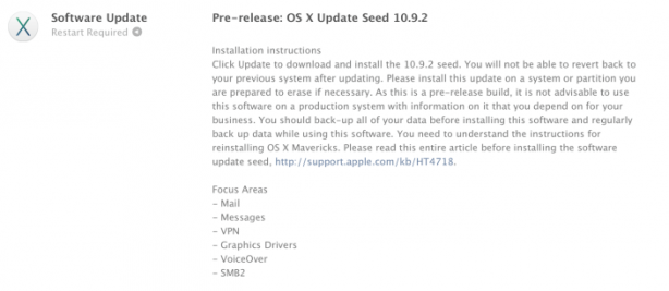 Apple invia una nuova build di OS X Mavericks agli sviluppatori