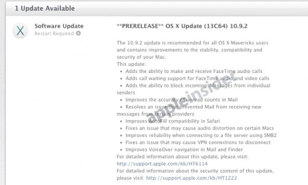 Nuova beta di OS X 10.9.2 per gli sviluppatori: corretto il bug SSL