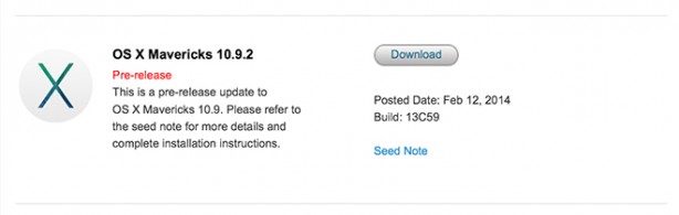 Apple rilascia la sesta beta di Mac OS X 10.9.2