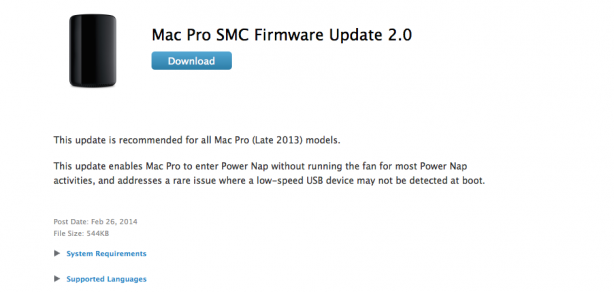 Mac Pro 2013: disponibile aggiornamento firmware