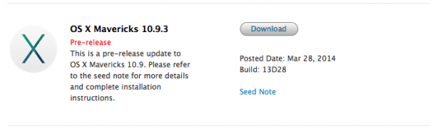 Apple rilascia la quarta beta di OS X Mavericks 10.9.3